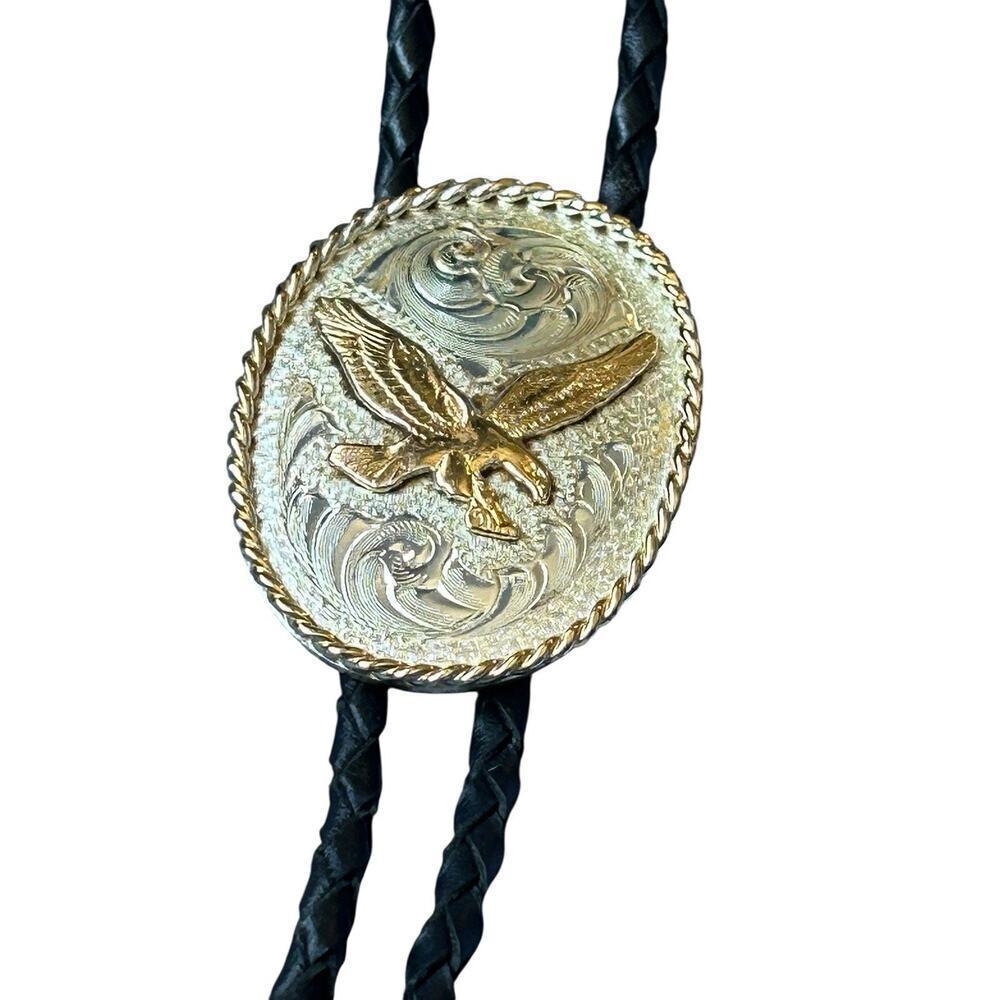 Vintage Montana Silversmiths Flying Eagle Silver Bolo Tie Western Americana - Picture 10 of 10
